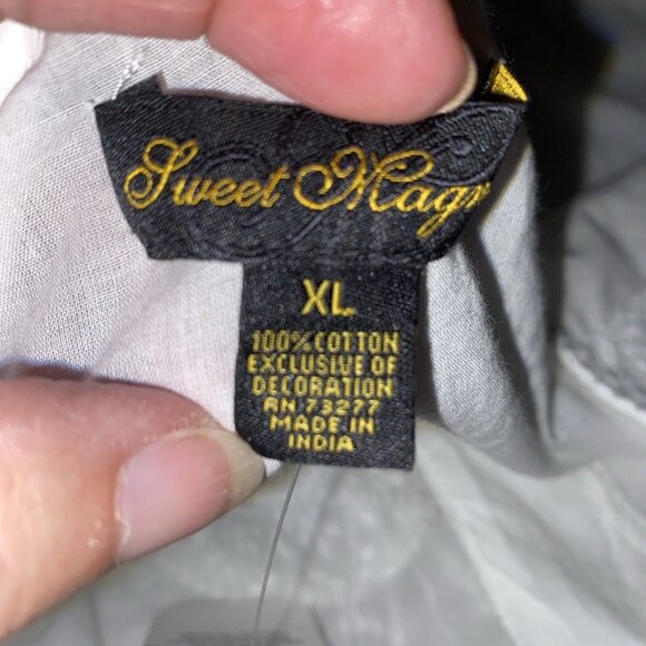 Women's Sweet Magnolia White Embroidered Long Cotton Tunic size XL - Picture 8 of 11